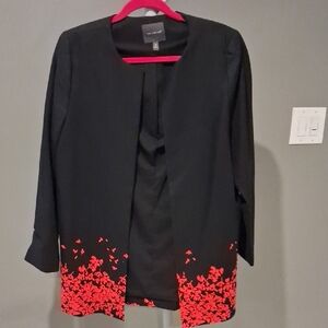 The Limited Black Blazer with Red Floral Accents